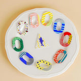 Oval Hollow Geometric Embossed Ring Acrylic Earring Accessories
