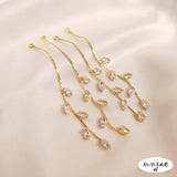 14K18K Golden Zircon Willow Leaf Tassel Stud Earrings DIY Accessories