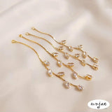 14K18K Golden Zircon Willow Leaf Tassel Stud Earrings DIY Accessories