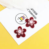 Red Stitching Flowers Abstract Villain Acrylic DIY Hand-Made Earrings