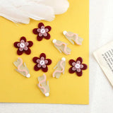 Red Stitching Flowers Abstract Villain Acrylic DIY Hand-Made Earrings