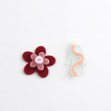 Red Stitching Flowers Abstract Villain Acrylic DIY Hand-Made Earrings