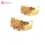 6PCS 24MM 24K Brass Tree Leaf Earrings Loop DIY Jewelry Findings