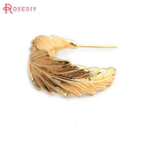 6PCS 24MM 24K Brass Tree Leaf Earrings Loop DIY Jewelry Findings