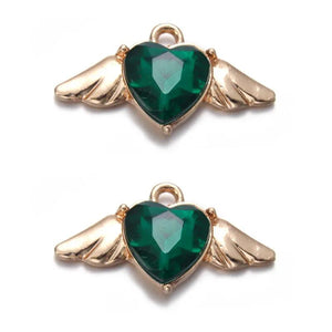 10pcs 24.5*13.5mm Heart Wings Alloy Charms for Jewelry Craft