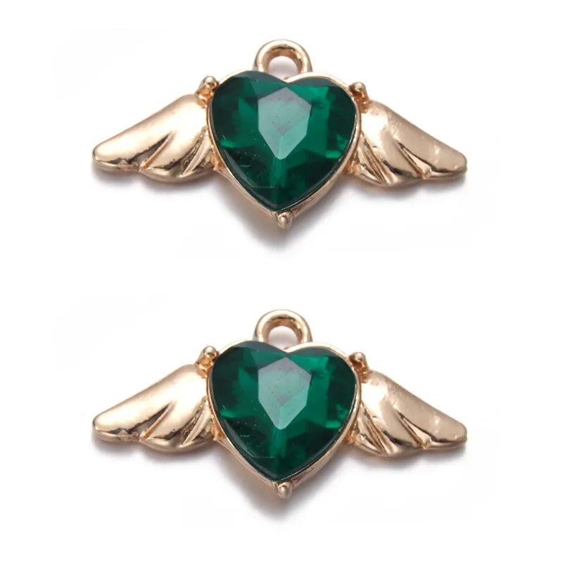 10pcs 24.5*13.5mm Heart Wings Alloy Charms for Jewelry Craft