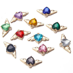 10pcs 24.5*13.5mm Heart Wings Alloy Charms for Jewelry Craft