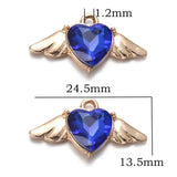 10pcs 24.5*13.5mm Heart Wings Alloy Charms for Jewelry Craft