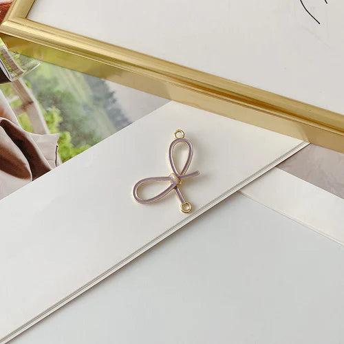 Alloy Ribbon Bow Pendant Earrings DIY Kit