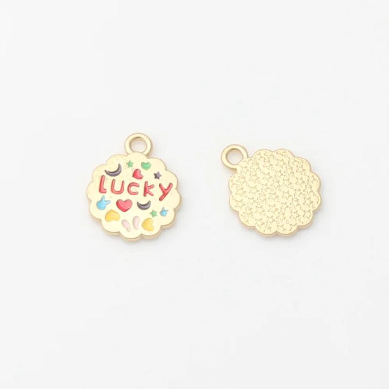 10pcs Antique Lucky Round Pendant DIY Craft Accessory