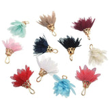 20pcs 20mm Chiffon Flower Tassel Charms for Earring Keychain Cellphone Bag