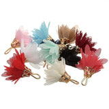 20pcs 20mm Chiffon Flower Tassel Charms for Earring Keychain Cellphone Bag
