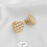 S925 Silver Needle Retro Button Stud Earrings