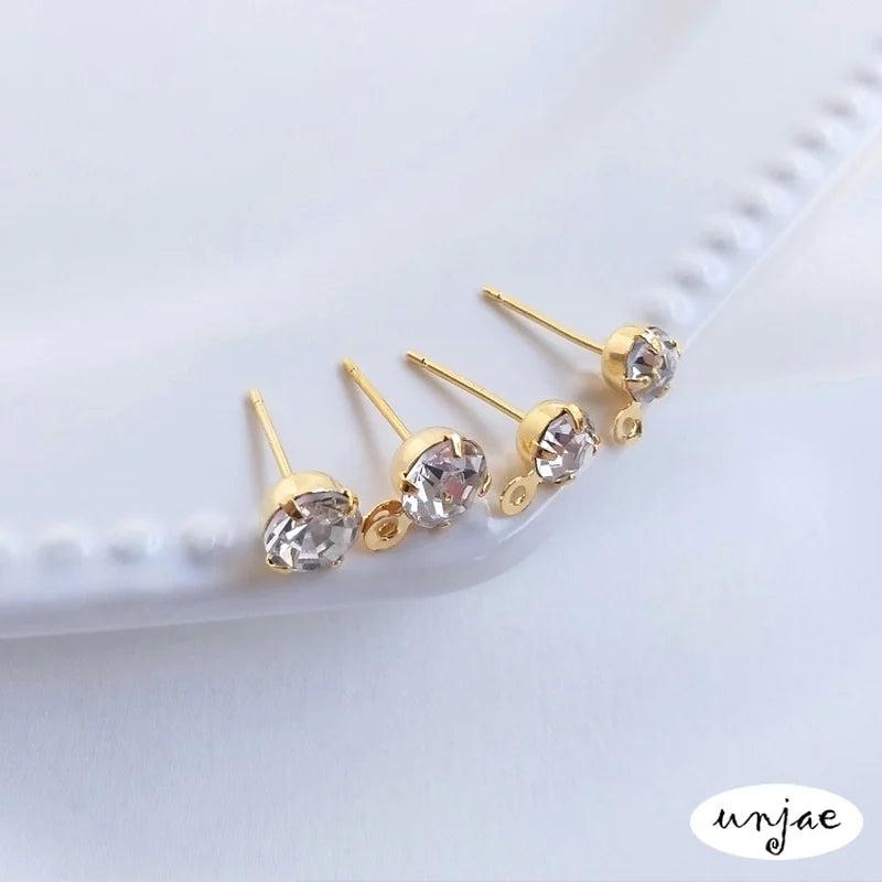 18k Plated Zircon Hanging Earrings with Diamonds and Rings