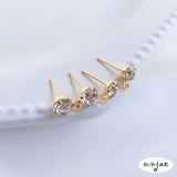 18k Plated Zircon Hanging Earrings with Diamonds and Rings