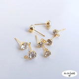 18k Plated Zircon Hanging Earrings with Diamonds and Rings