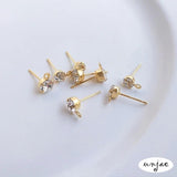 18k Plated Zircon Hanging Earrings with Diamonds and Rings