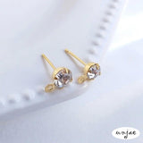 18k Plated Zircon Hanging Earrings with Diamonds and Rings