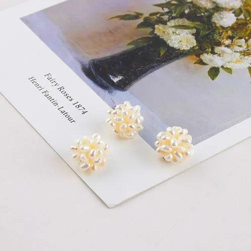 Natural Freshwater Mini Irregular Pearl Hand Woven Round Flower Ball