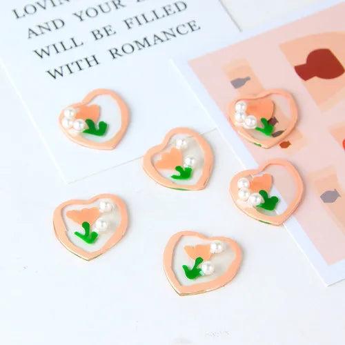 Hand-Painted Milk Orange Tulip Flower Epoxy Resin Earring