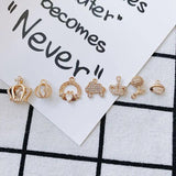 Minimalist Micro-Set Diamond Crown Necklace Pendant