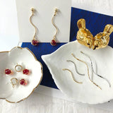 Opal Round Drop Earring DIY Material Copper Wire Double Hanging Wave Ear Line