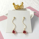Opal Round Drop Earring DIY Material Copper Wire Double Hanging Wave Ear Line