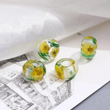 Yellow Flower Dried Plant Beaded Loose Beads DIY Accessory
