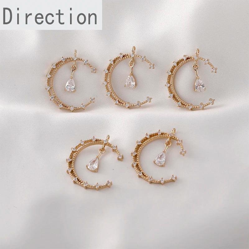 Moon Water Drop Zircon Pendant DIY Necklace Material