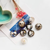 Seashore Resin & Pearl Shell Jewelry Patch Earrings Pendant Set
