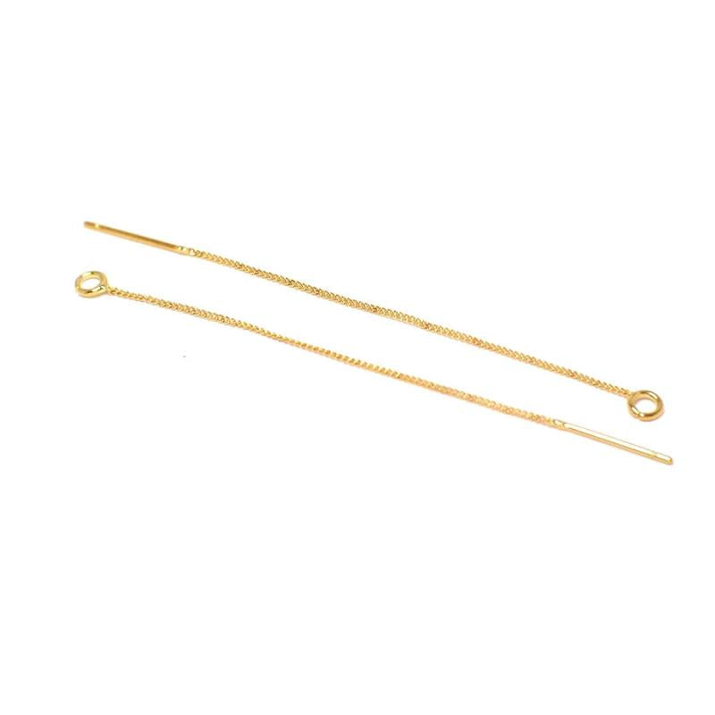 2pcs Gold Plated Ear Wire w/Open Jump Ring 50mm Threader Earrings