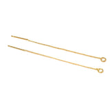 2pcs Gold Plated Ear Wire w/Open Jump Ring 50mm Threader Earrings