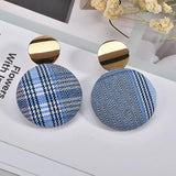 Retro Plaid Fabric Button Earrings DIY Material