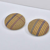 Retro Plaid Fabric Button Earrings DIY Material