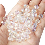 50pcs Electroplated Faceted Crystal Glass Round Loose Spacer Beads