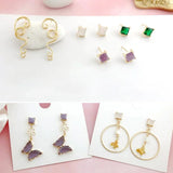 Baroque Pattern Copper Plated Zircon Earrings DIY Material