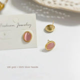 Opal Oval Earrings, Copper Plated, Hypoallergenic Material
