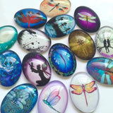 2 Sizes Photo Glass Cabochons Mixed Pattern Domed Oval Jewelry Accessories