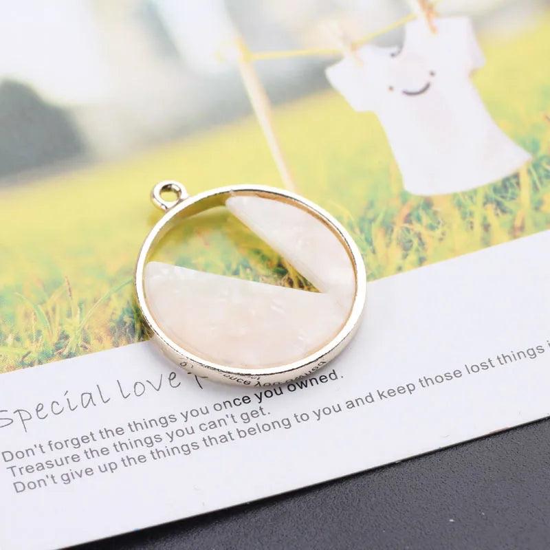 Japanese Retro Acetate Shell Circle Earrings Pendant Set