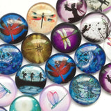 Mixed Pattern Glass Cabochons 12mm 20mm Domed Round Jewelry Supplies BCH114