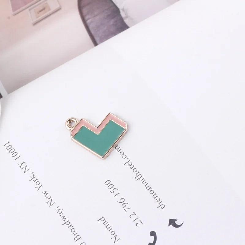 DIY Vintage Two-tone Peach Heart Bracelet Pendant Necklace Material 10pcs