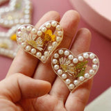 2pcs Pearl Heart Hair Rope DIY Earring Accessories