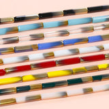 Dyed Gradient Crystal Glass Tube Beads for DIY Earrings