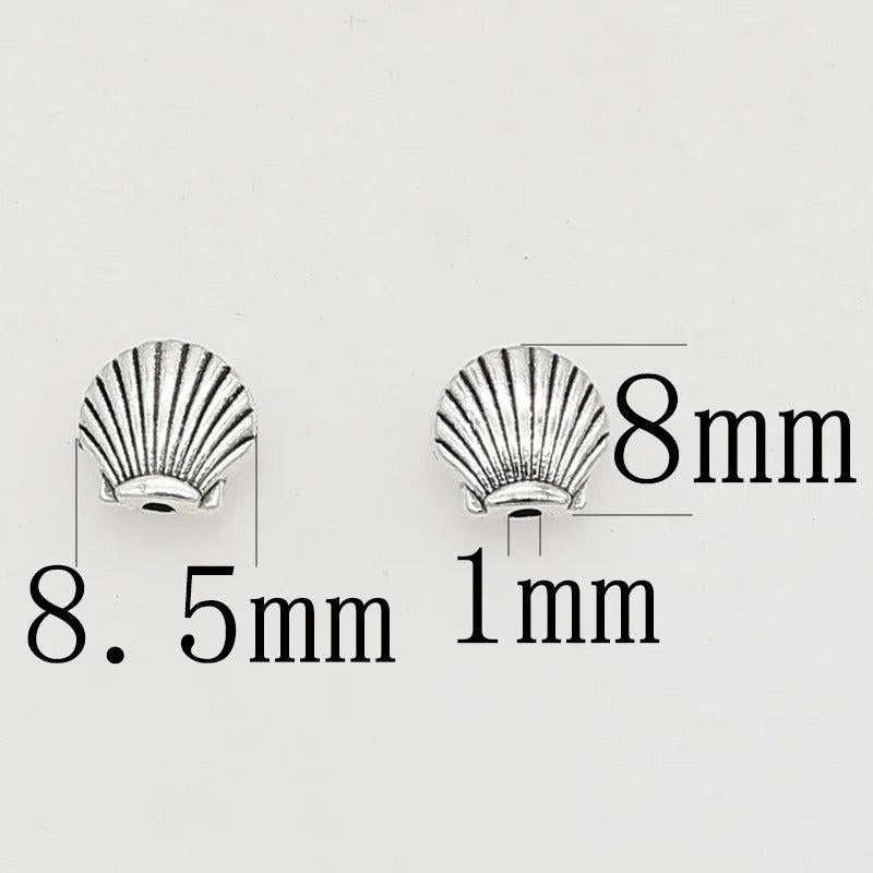 50pcs Bohemia Style Antique Silver Shell Beads for DIY Jewelry Making