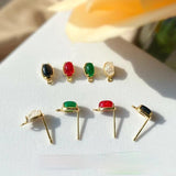Small Oval Earrings DIY Earring Materials Hand-Made 2PCS
