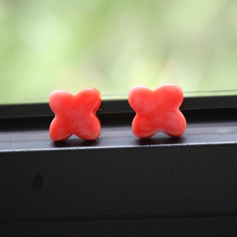 10Pcs 13mm Carved Artificial Coral Star Beads Pink for DIY Crafts