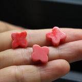 10Pcs 13mm Carved Artificial Coral Star Beads Pink for DIY Crafts