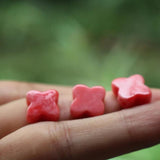 10Pcs 13mm Carved Artificial Coral Star Beads Pink for DIY Crafts