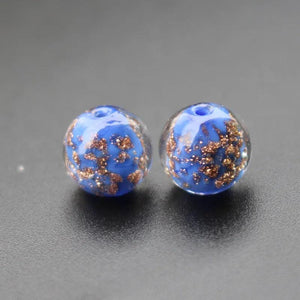 10pcs 10mm 12mm Lampwork Glass Beads Beige Round Sand Shinning DIY Jewelry