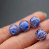 10pcs 10mm 12mm Lampwork Glass Beads Beige Round Sand Shinning DIY Jewelry